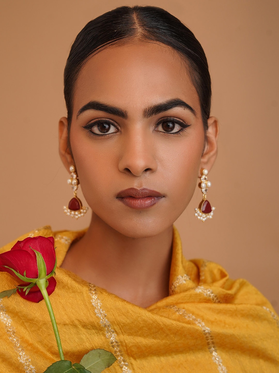 

ROYAL PITARAH Contemporary Drop Earrings, Red