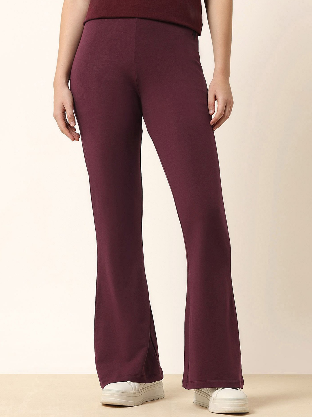 

U.S. Polo Assn. Women Women Flared High-Rise Trousers, Maroon