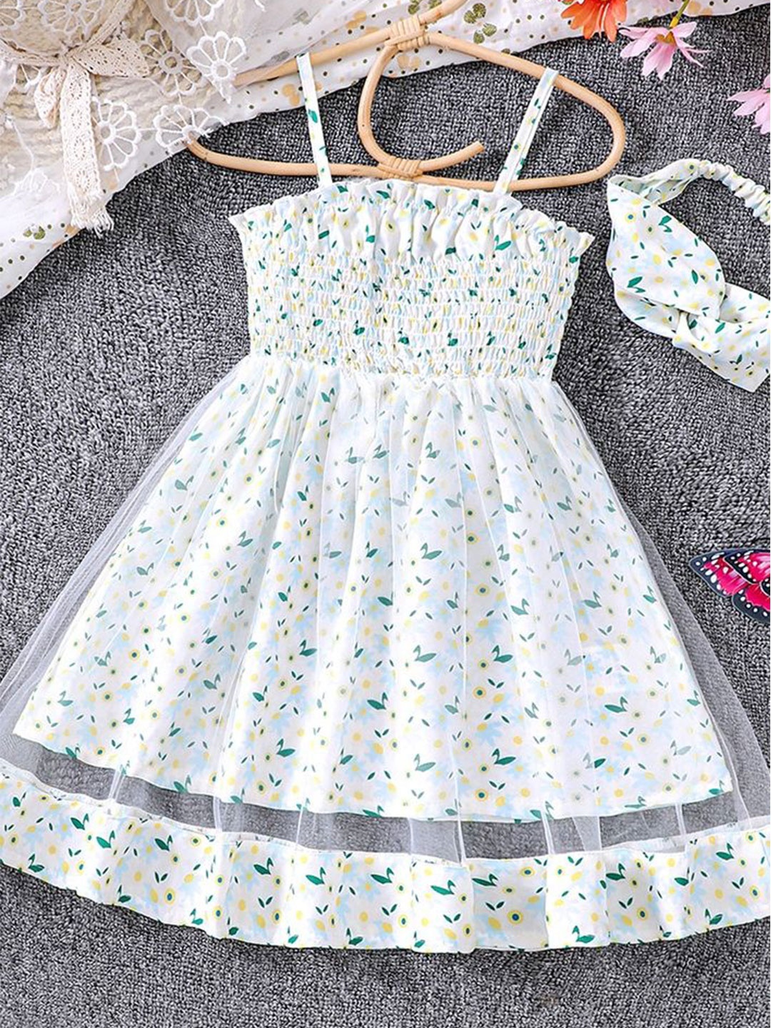 

LULU & SKY Floral Print Fit & Flare Dress, White