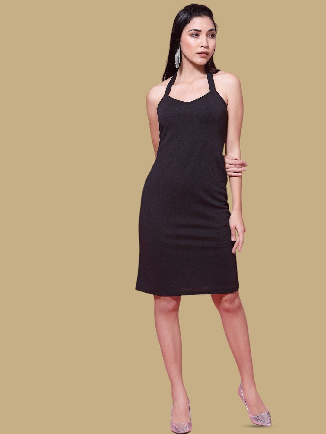 

Chemistry Halter Neck Sheath Mini Dress, Black