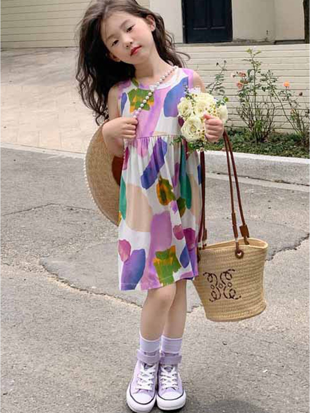 

LULU & SKY Floral Print Fit & Flare Dress, Purple