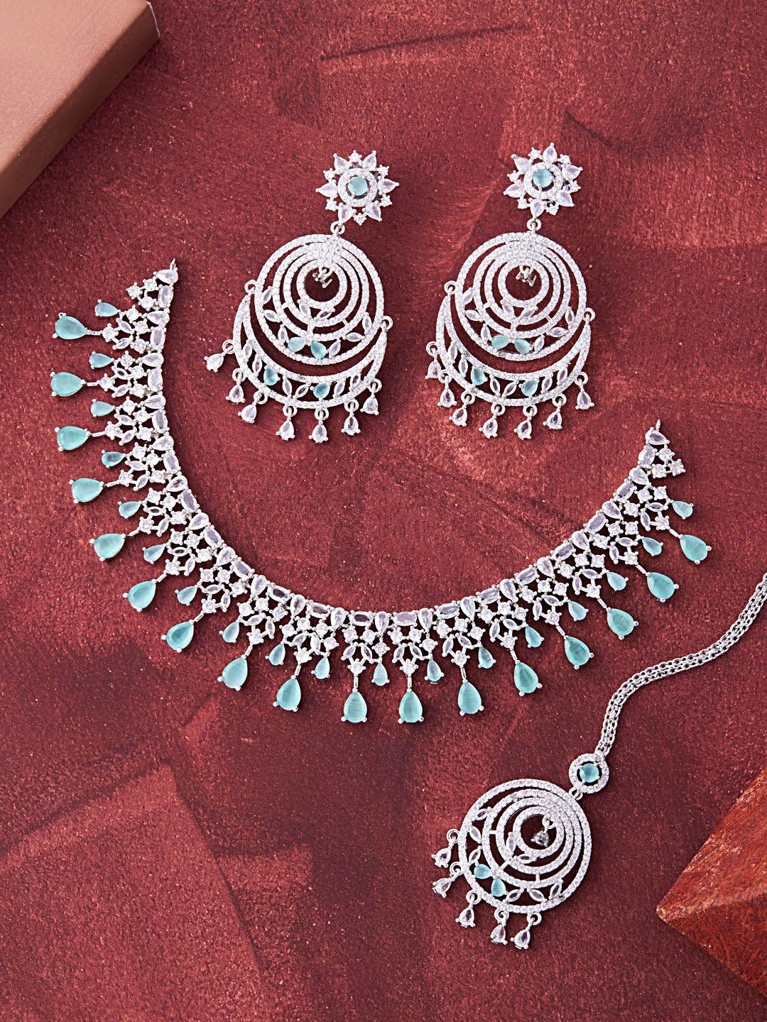 

Feelwhiz Silver-Plated AD Stone Studded Jewellery Set