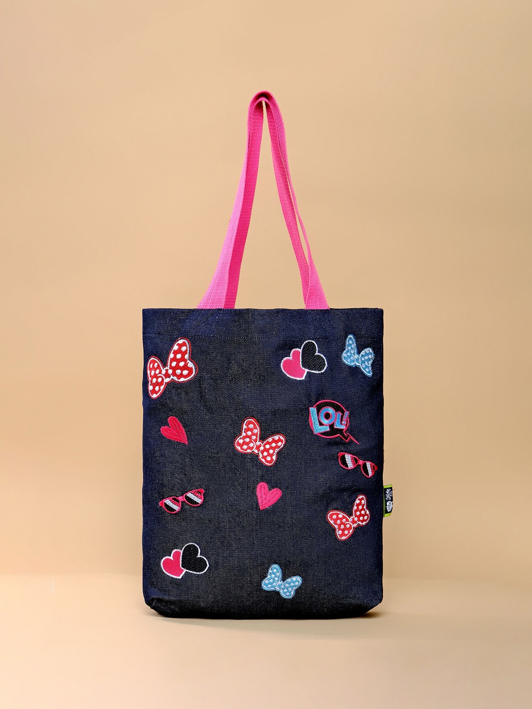 

Kanvas Katha Embellished Oversized Structured Tote Bag with Applique, Blue