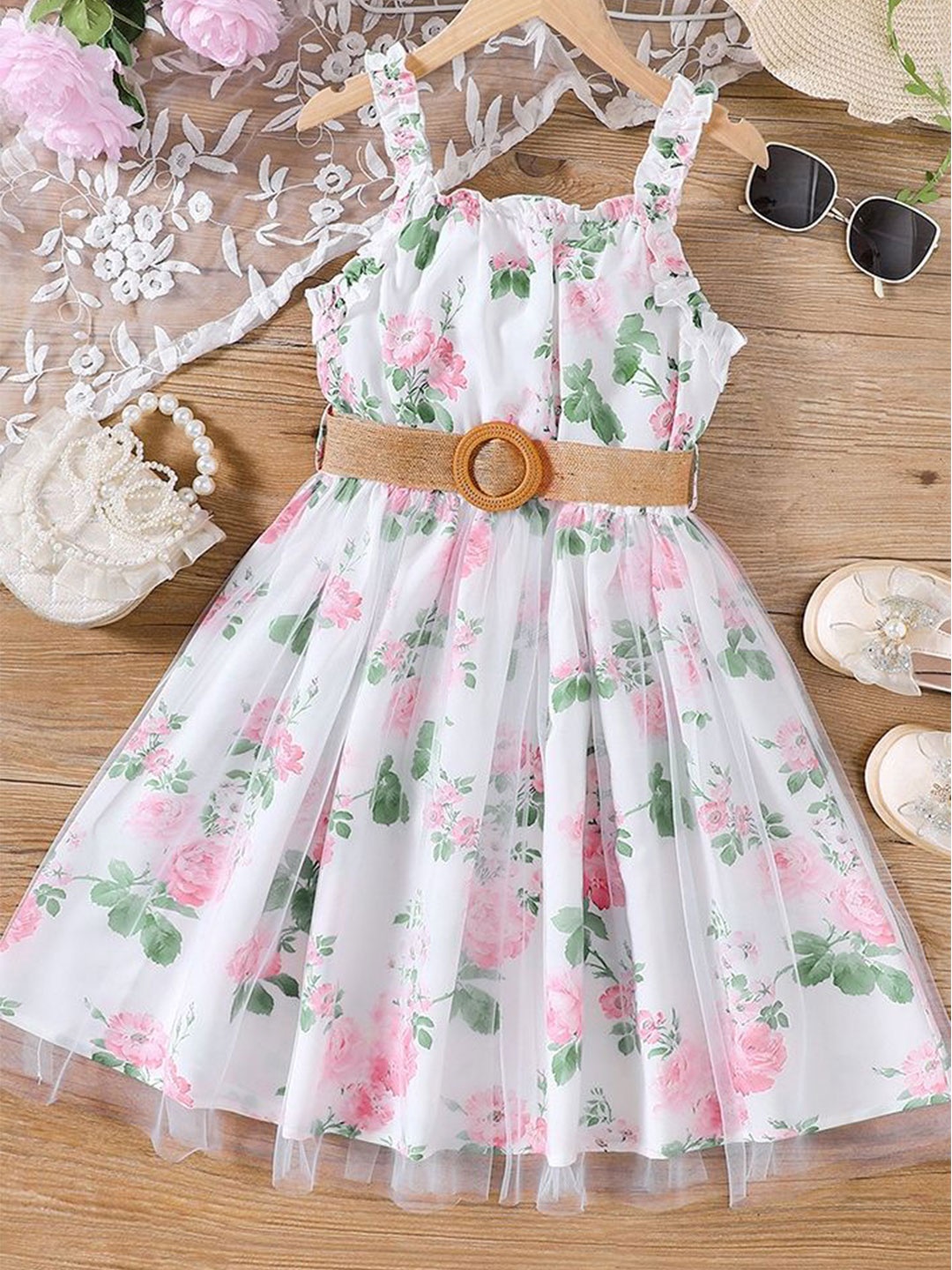 

LULU & SKY Floral Print Fit & Flare Dress, White