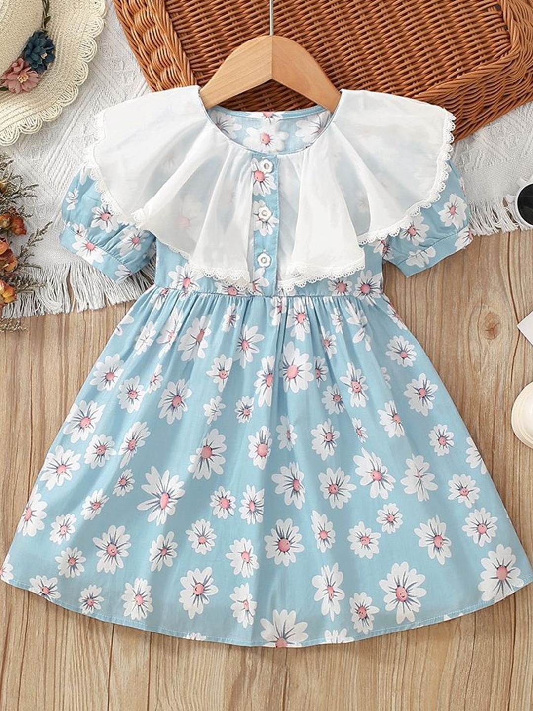 

LULU & SKY Floral Print Fit & Flare Dress, Blue