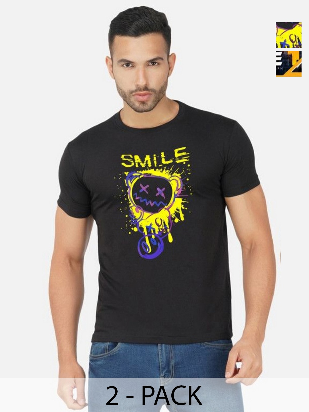 

GLOBAL NOMAD Men 2 Printed Bio Finish Pockets T-shirt, Black