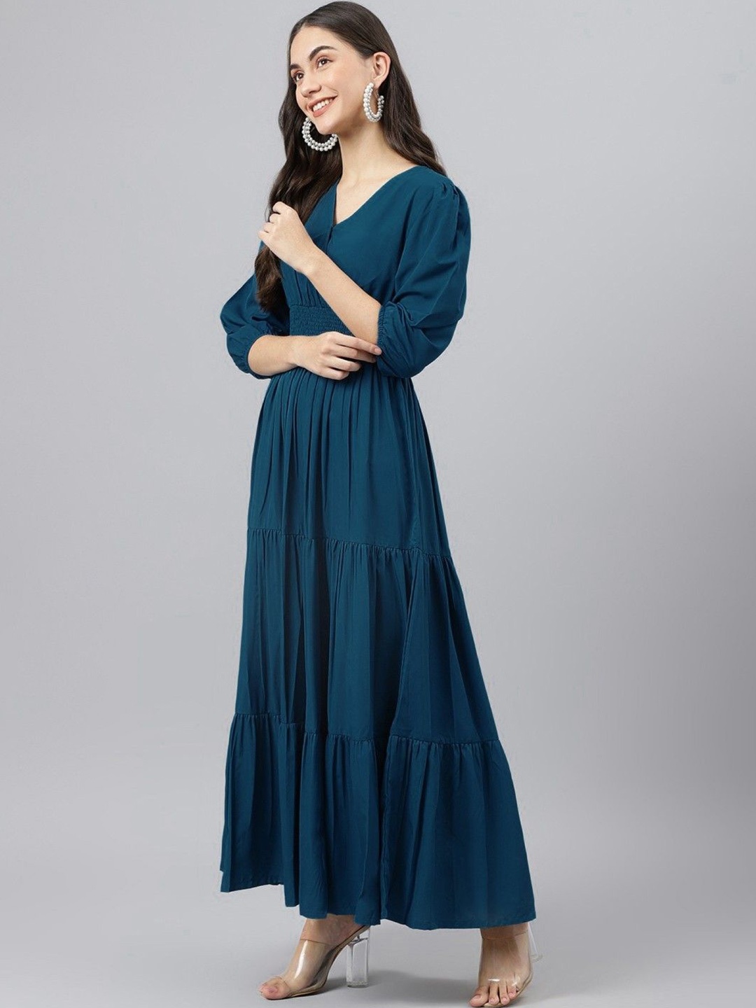 

Raiyani Fashion Applique Crepe Fit & Flare Maxi Dress, Blue