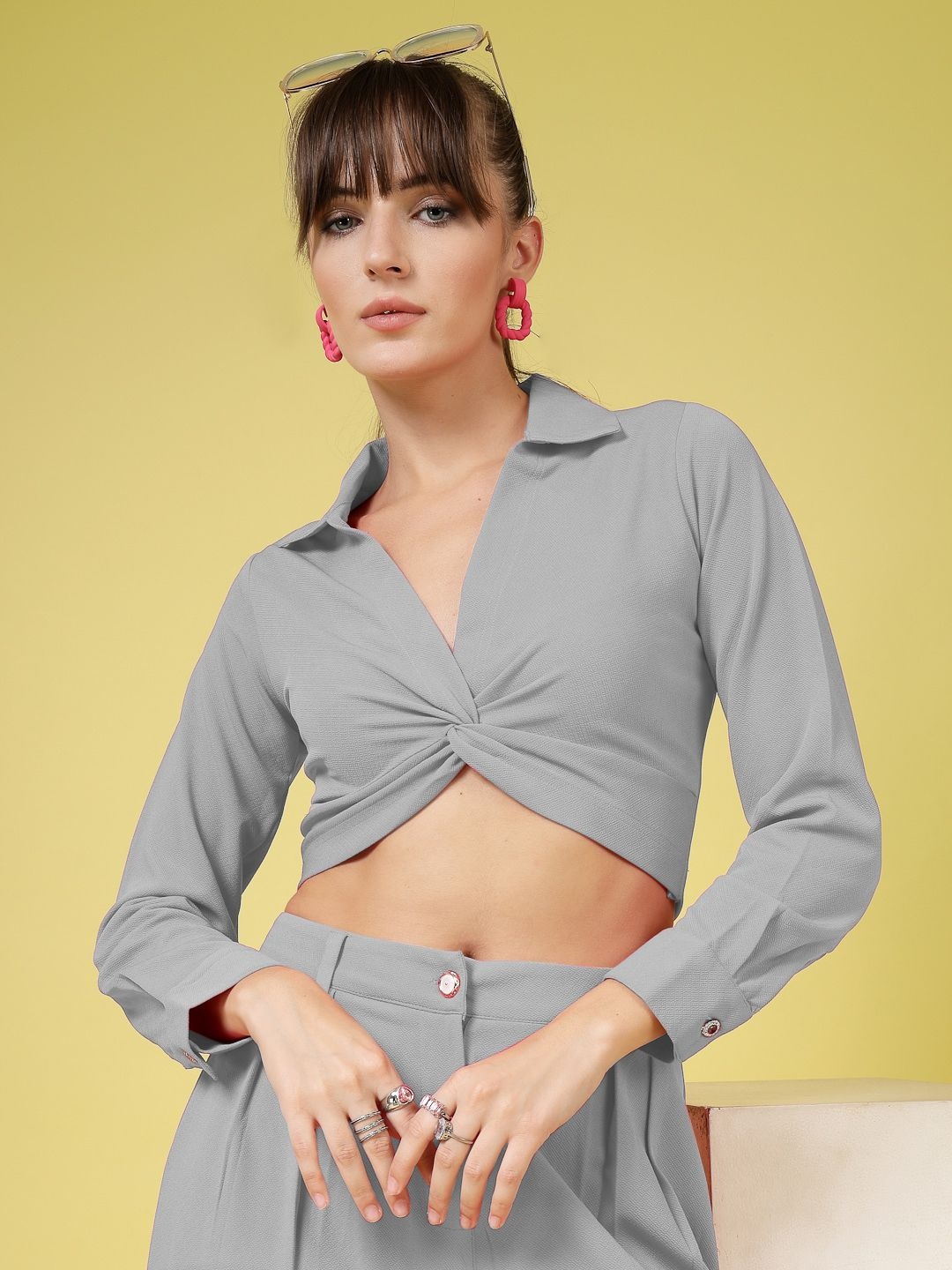 

DressBerry Women Relaxed Opaque Party Shirt, Grey