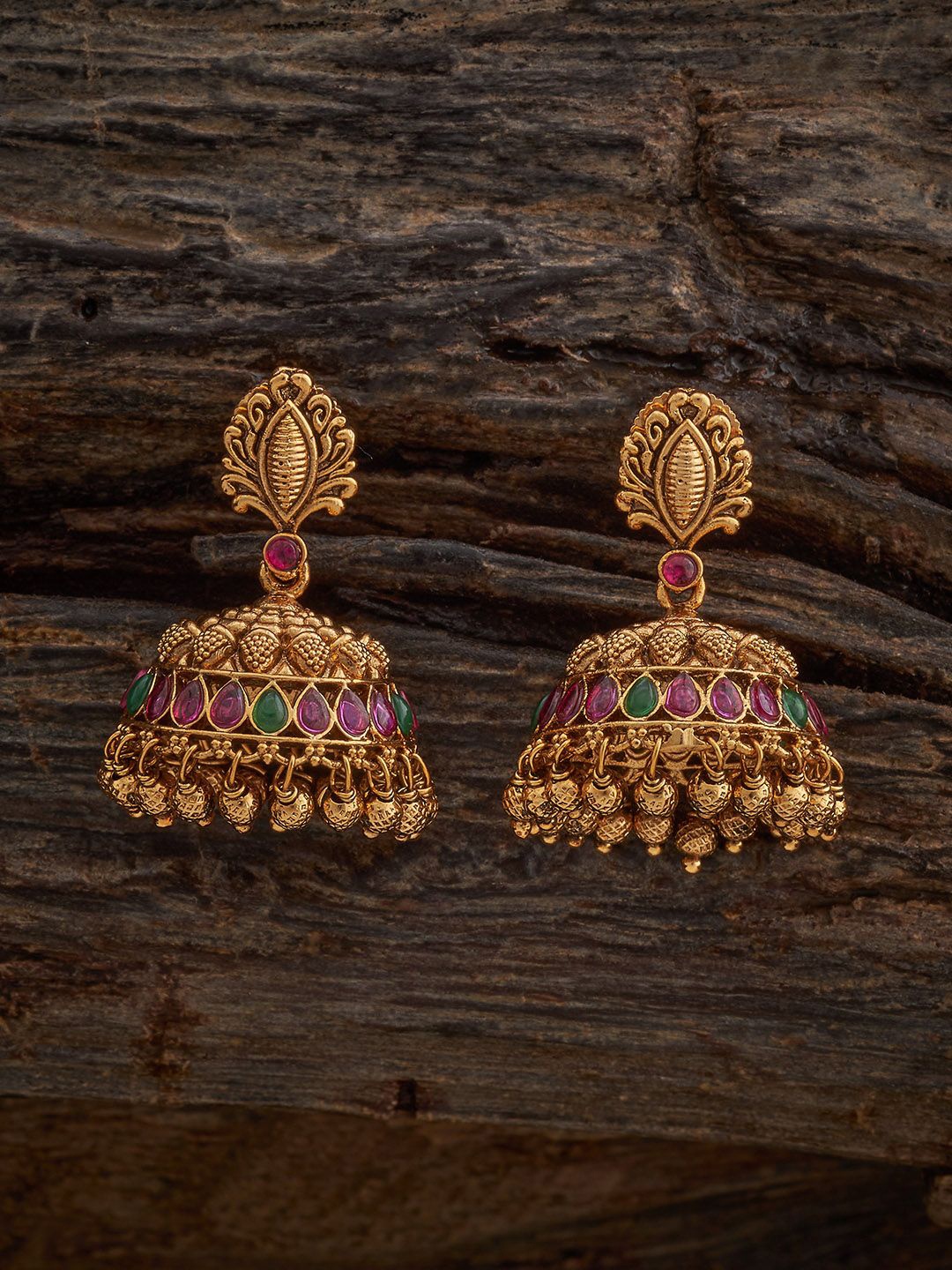 

Kushal's Fashion Jewellery Dome Shaped Jhumkas Earrings, Red