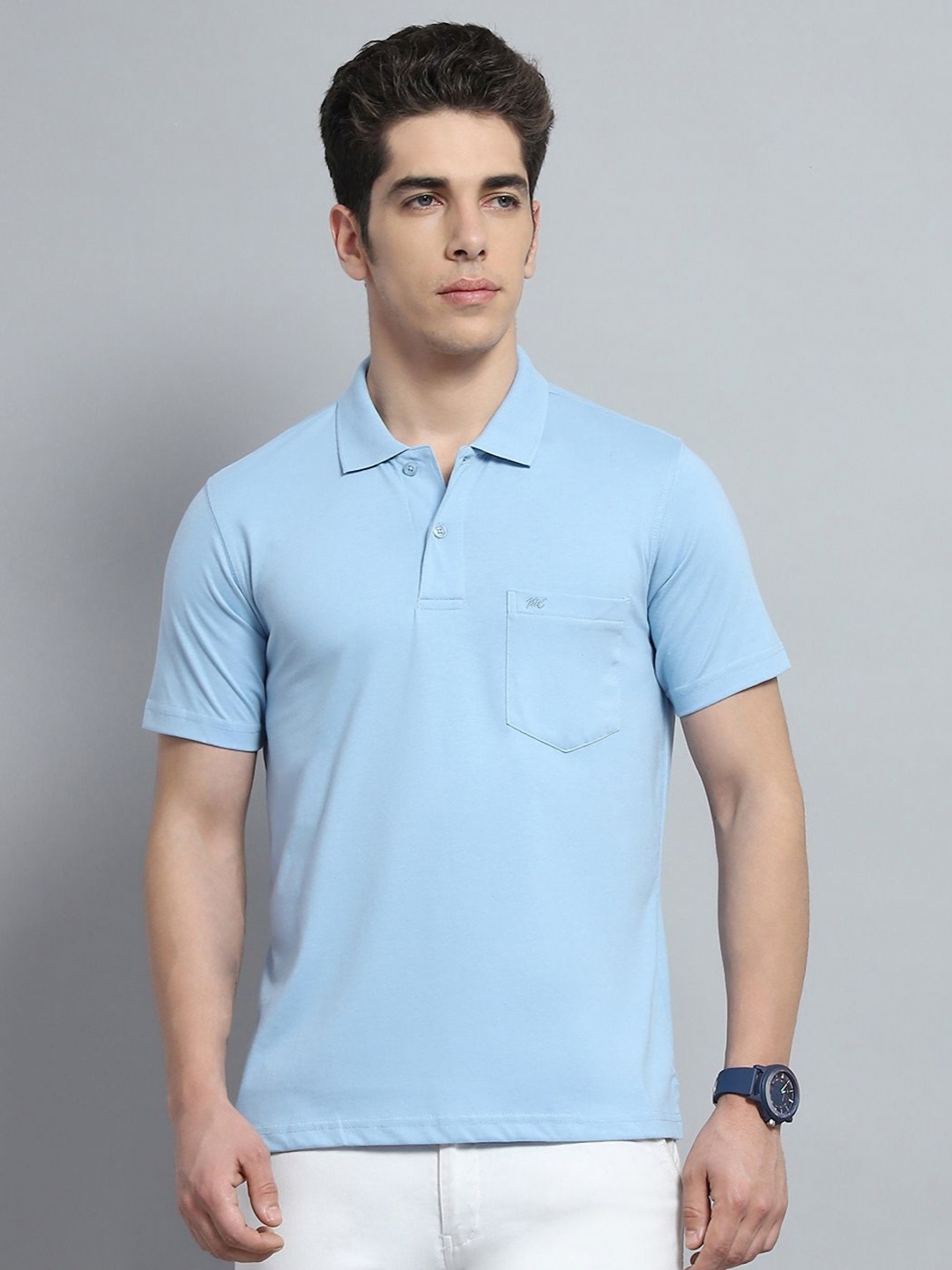 

Monte Carlo Men Polo Collar Pockets T-shirt, Blue