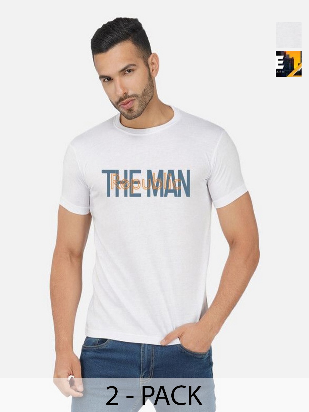 

GLOBAL NOMAD Men 2 Printed Bio Finish Applique T-shirt, Mustard