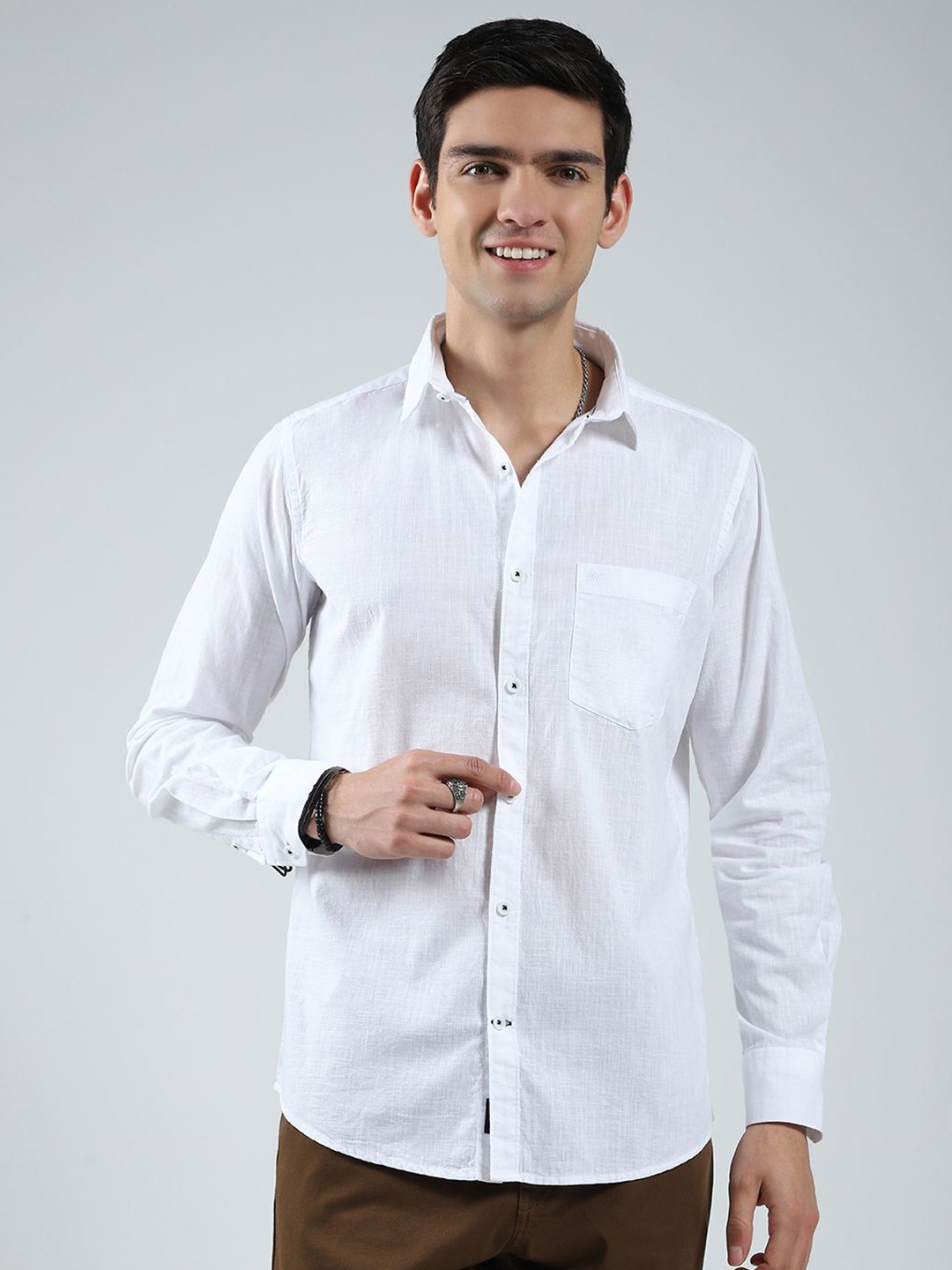 

Monte Carlo Men Opaque Casual Shirt, White