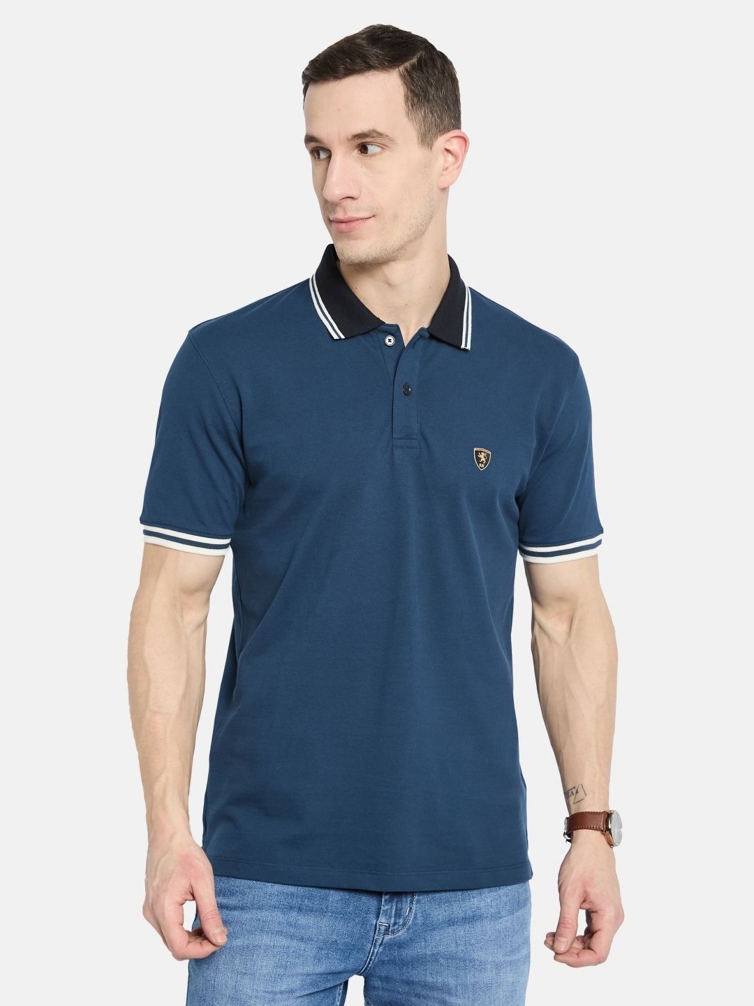 

Octave Men Polo Collar T-shirt, Blue