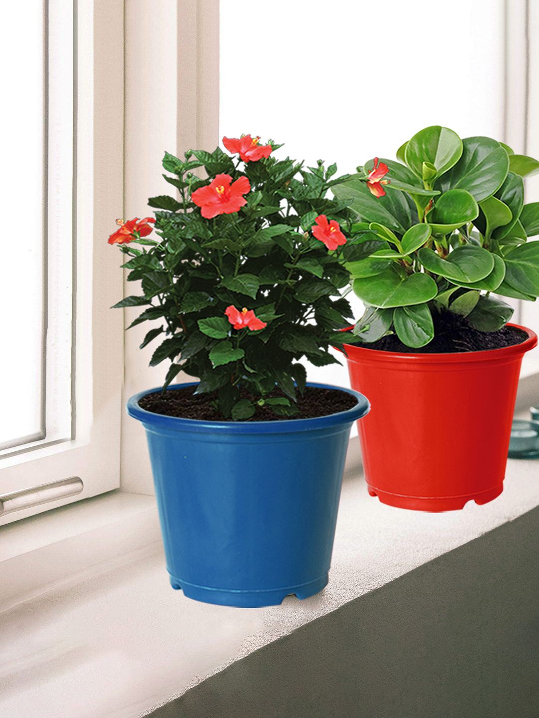 

Kuber Industries 3-Pcs Black & Blue Durable Flower Planters