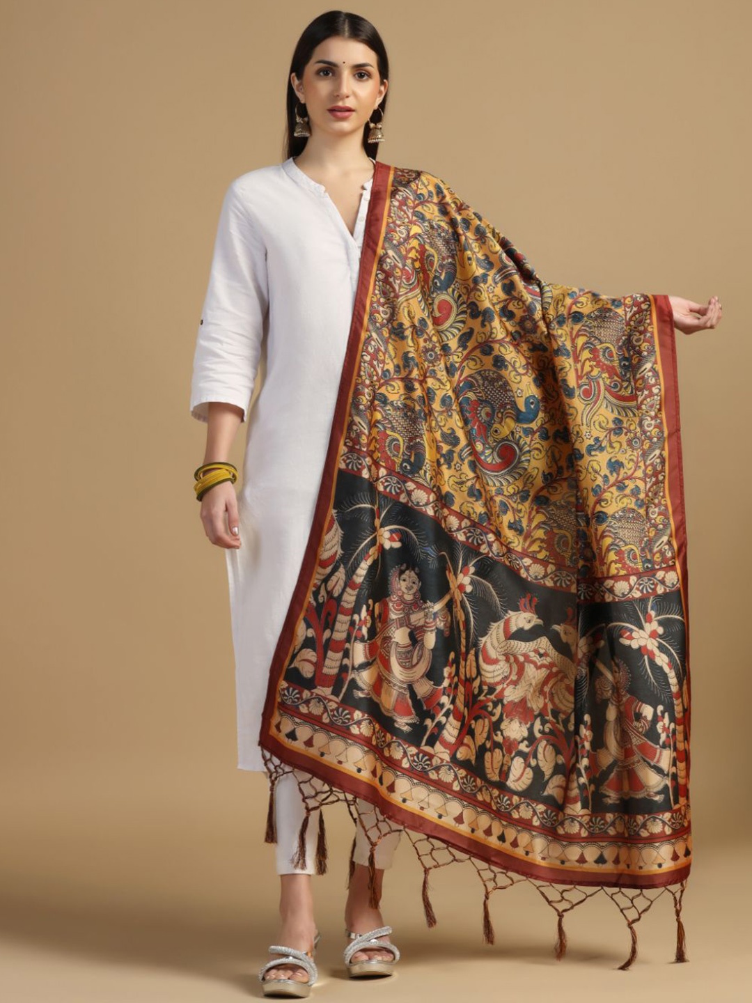

Kaizen TEXO FAB Ethnic Motifs Printed Dupatta, Coffee brown