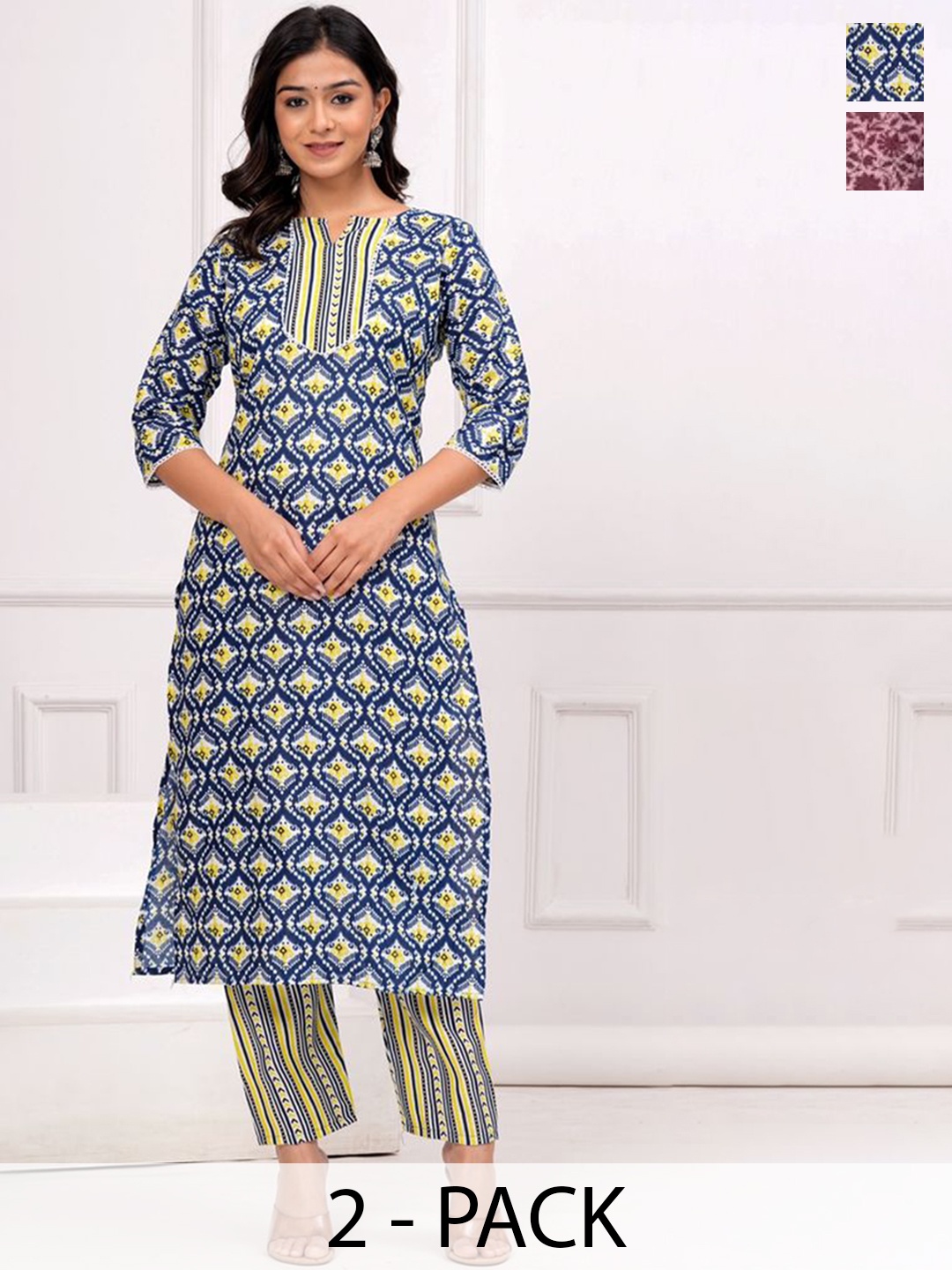 

Moda Rapido Women Ethnic Motifs Printed Regular Kurta with Trousers, Red
