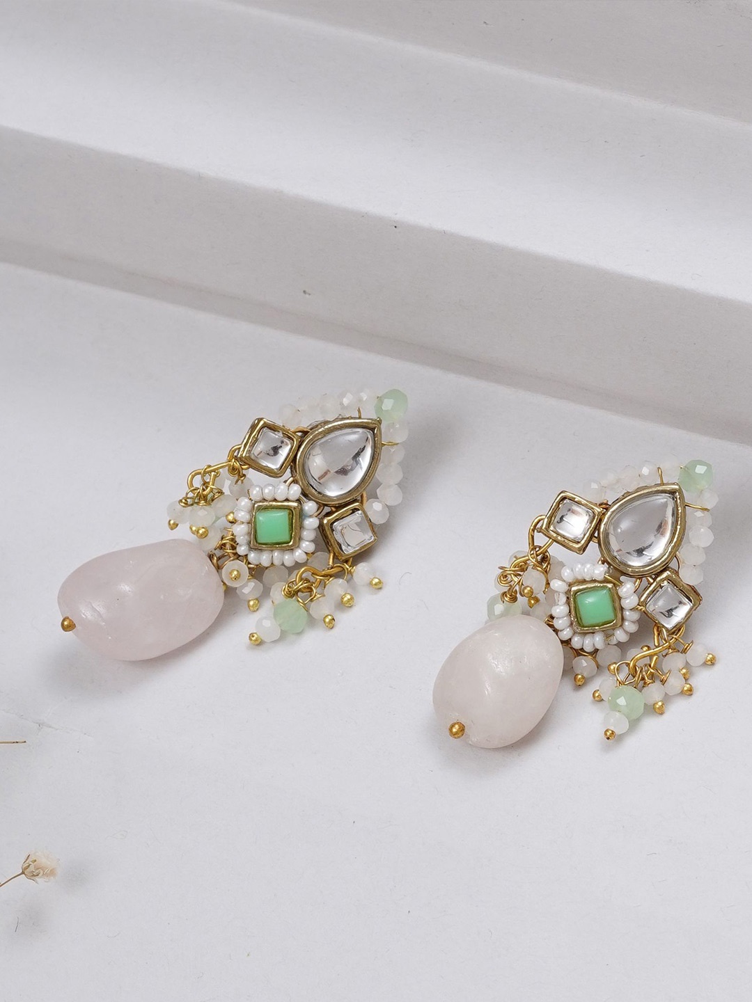 

BeAbhika Contemporary Studs Earrings, Green