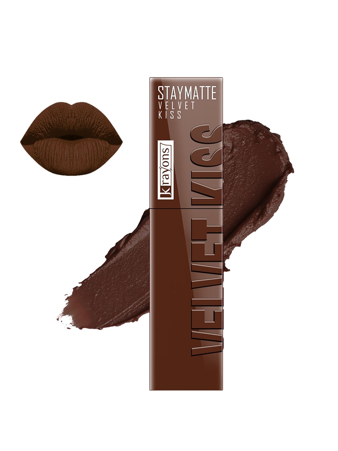 

krayons Velvet Kiss Jojoba Oil Non Transfer Liquid Lipstick - 3.5 ml Dark Chocolate 07, Brown