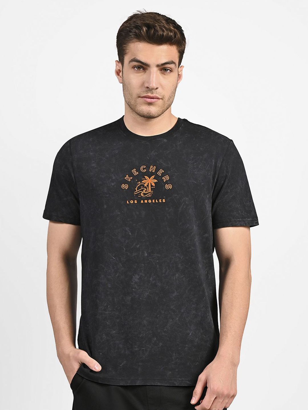 

Skechers Men Acid Wash Graphic T-Shirts, Black