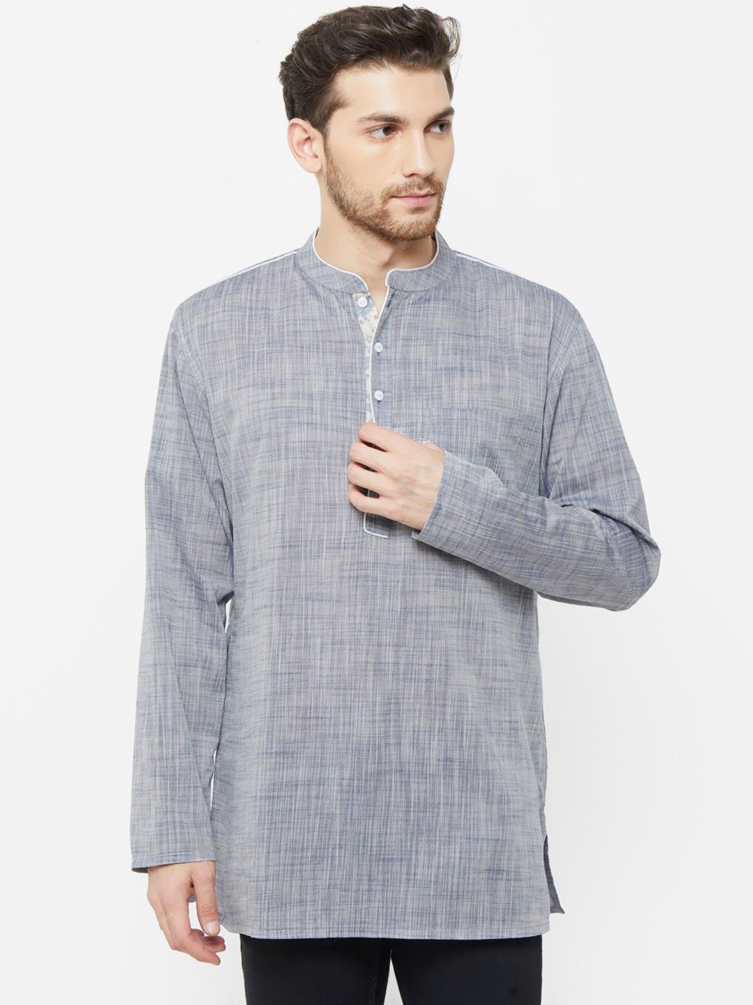 

Arch element Men Yoke Design Patchwork Kurta, Grey