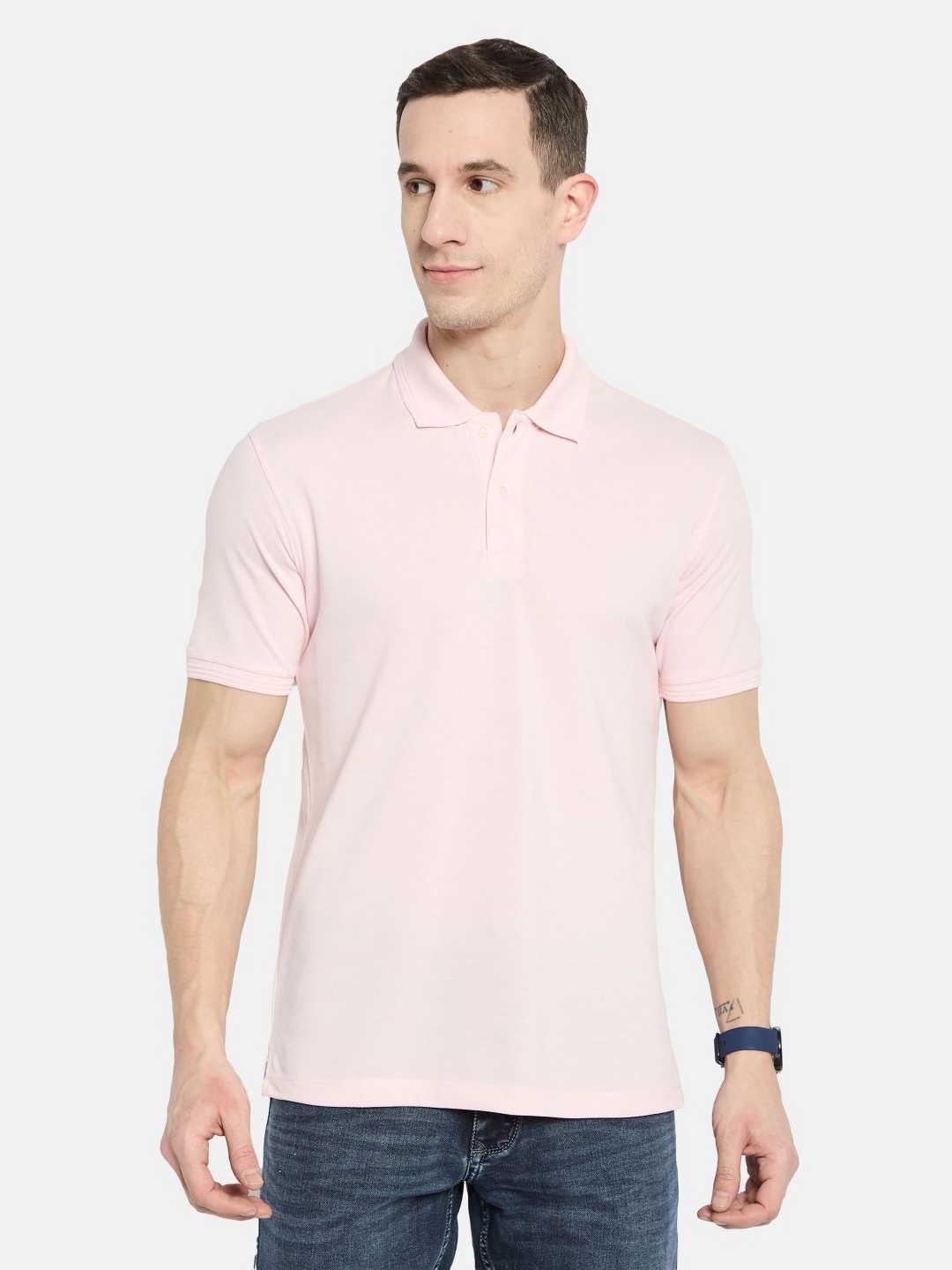 

Octave Men Polo Collar T-shirt, Pink