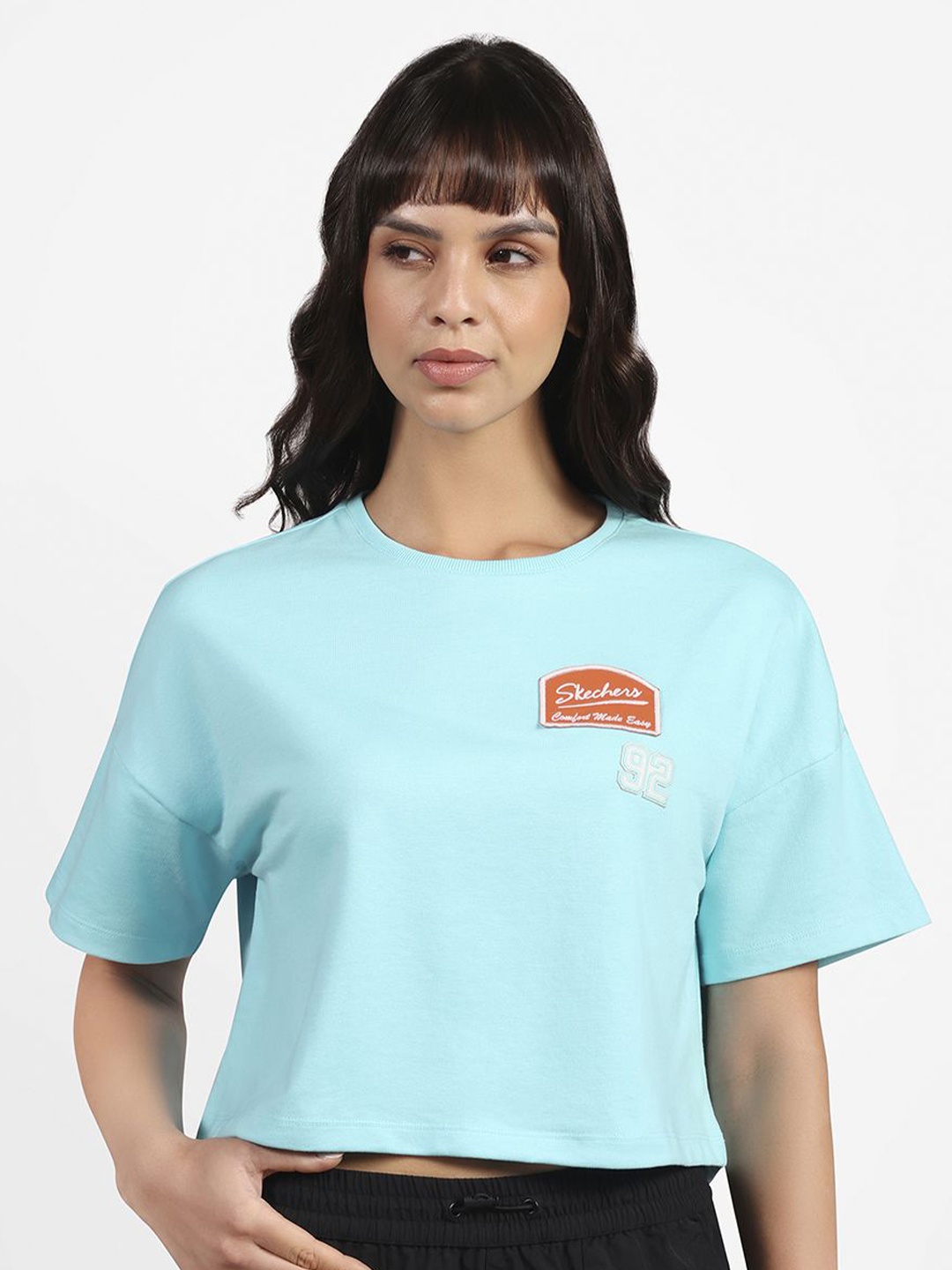 

Skechers Women Drop Shoulder Badge T-Shirt, Blue