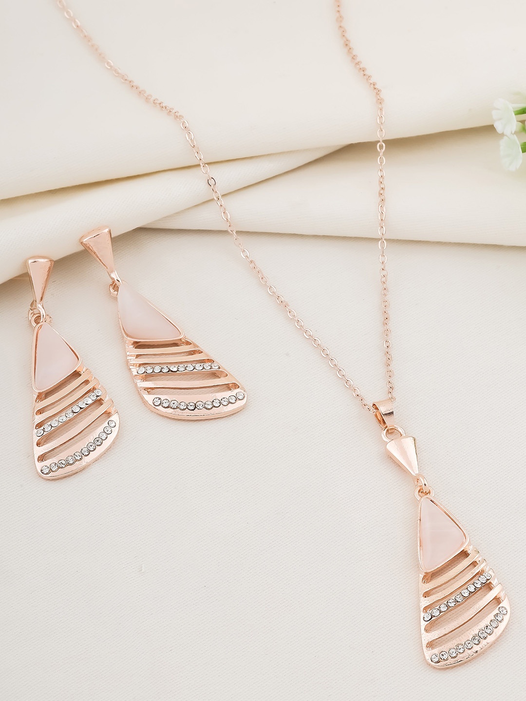 

DressBerry Stone Studded Jewellery Set, Rose gold