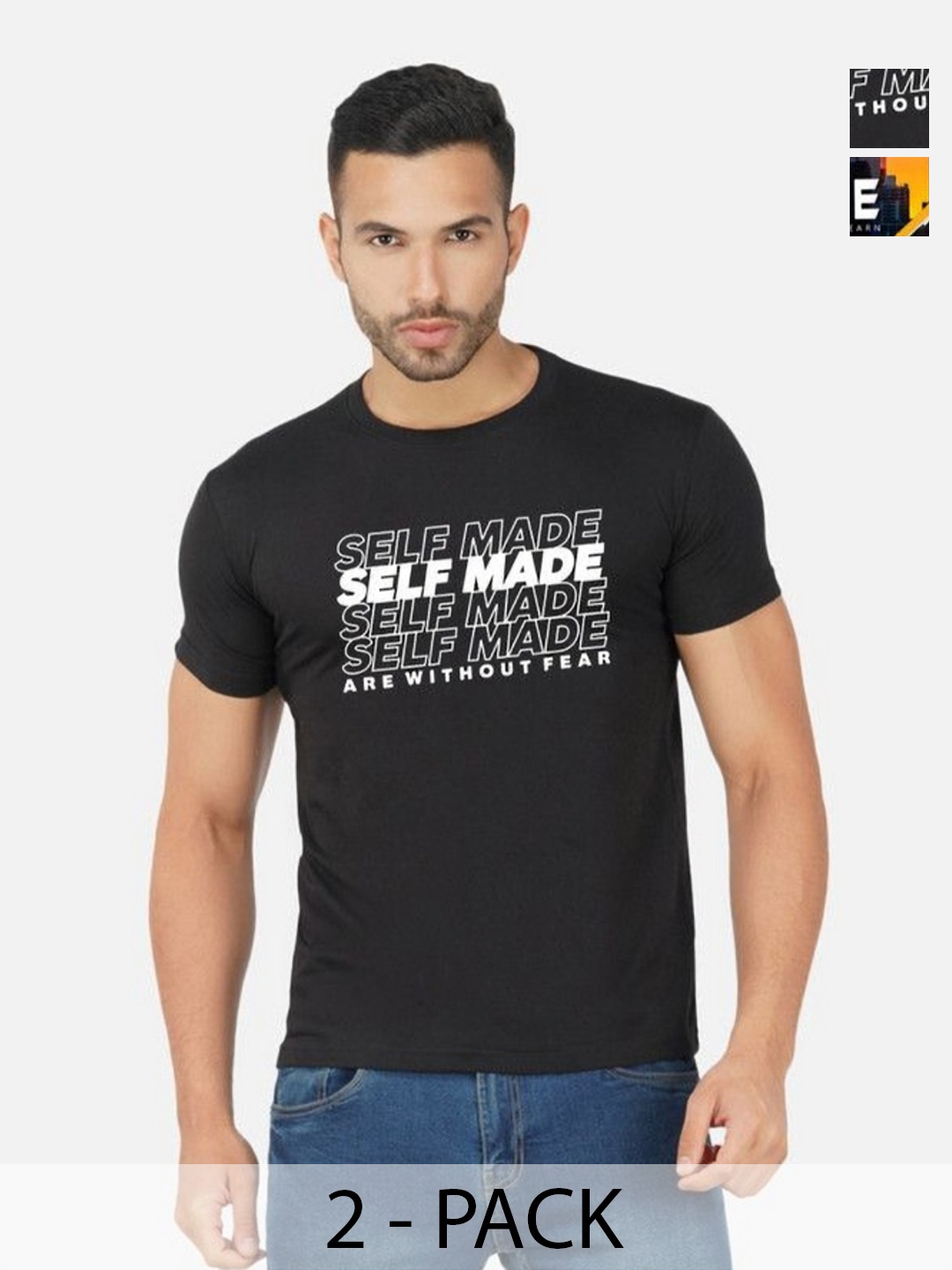 

GLOBAL NOMAD Men 2 Printed Bio Finish Pockets T-shirt, Black