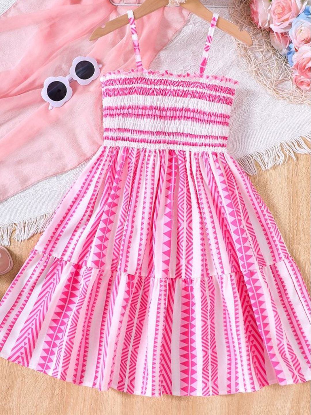 

LULU & SKY Striped Fit & Flare Dress, Pink