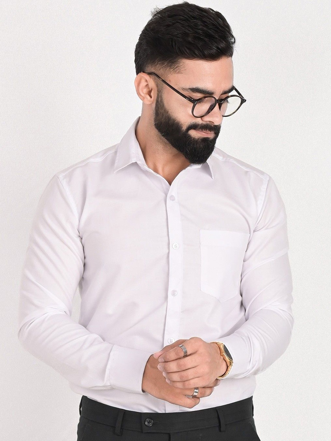

PulseIQ Men Slim Fit Opaque Formal Shirt, White