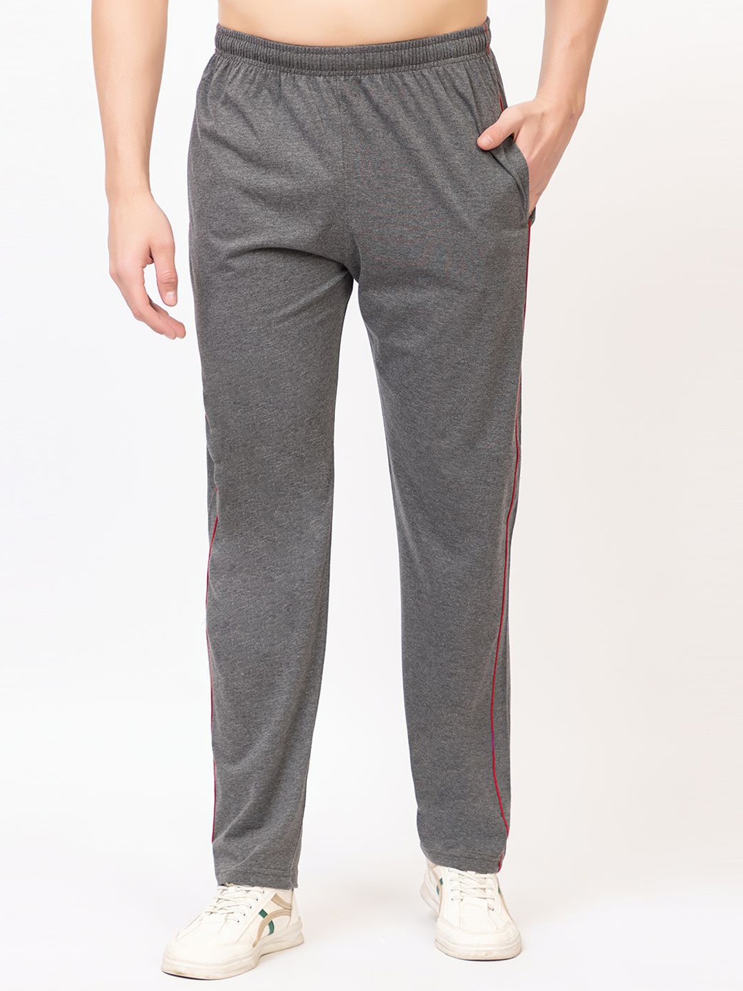 

SZN Men Cotton Mid Rise Track Pants, Charcoal