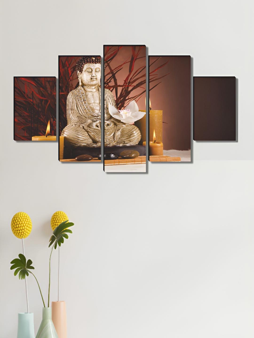 

Myntra Elegant Homes Brown & Beige 5 Piece Wood Religious Wall Paintings