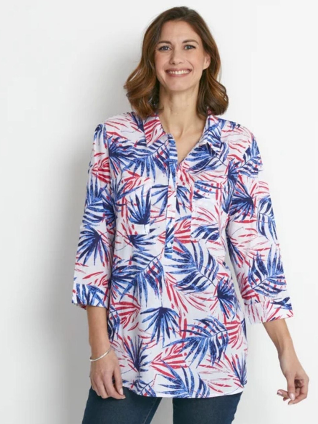 

BAESD Women Floral Opaque Printed Casual Shirt, Blue