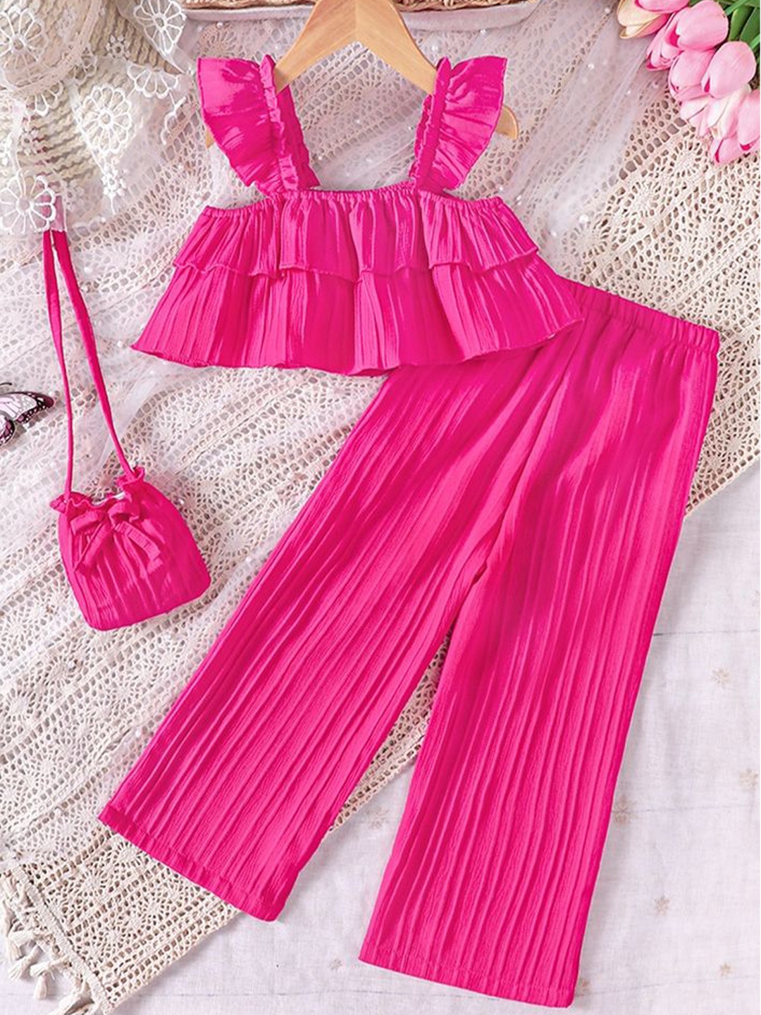 

LULU & SKY Girls Top with Trousers, Rose