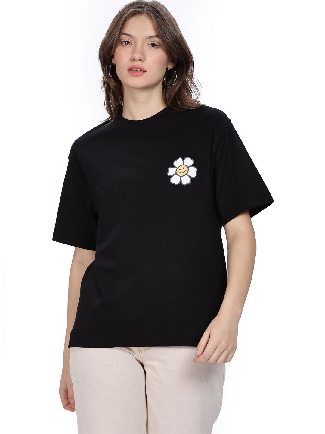 

B BLUBERYL - Comfort Inside Out Women Typography Printed Pockets T-shirt, Black