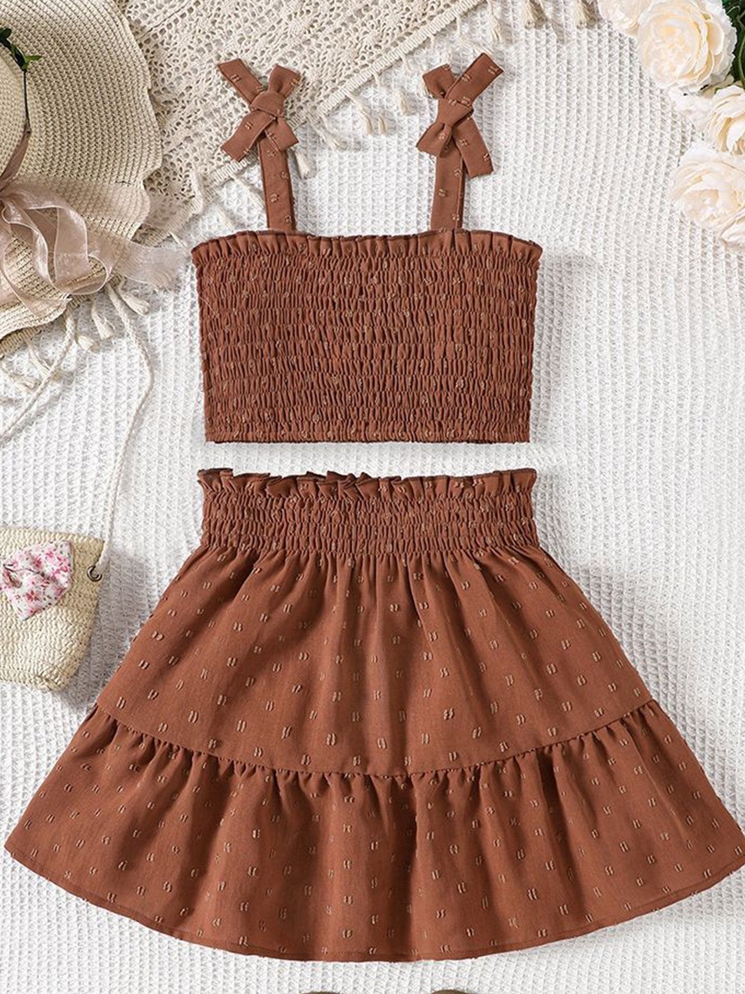 

LULU & SKY Girls Top with Skirt, Brown