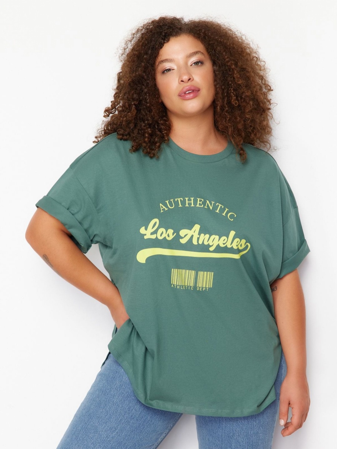 

Trendyol Women Typography Printed Applique T-shirt, Na