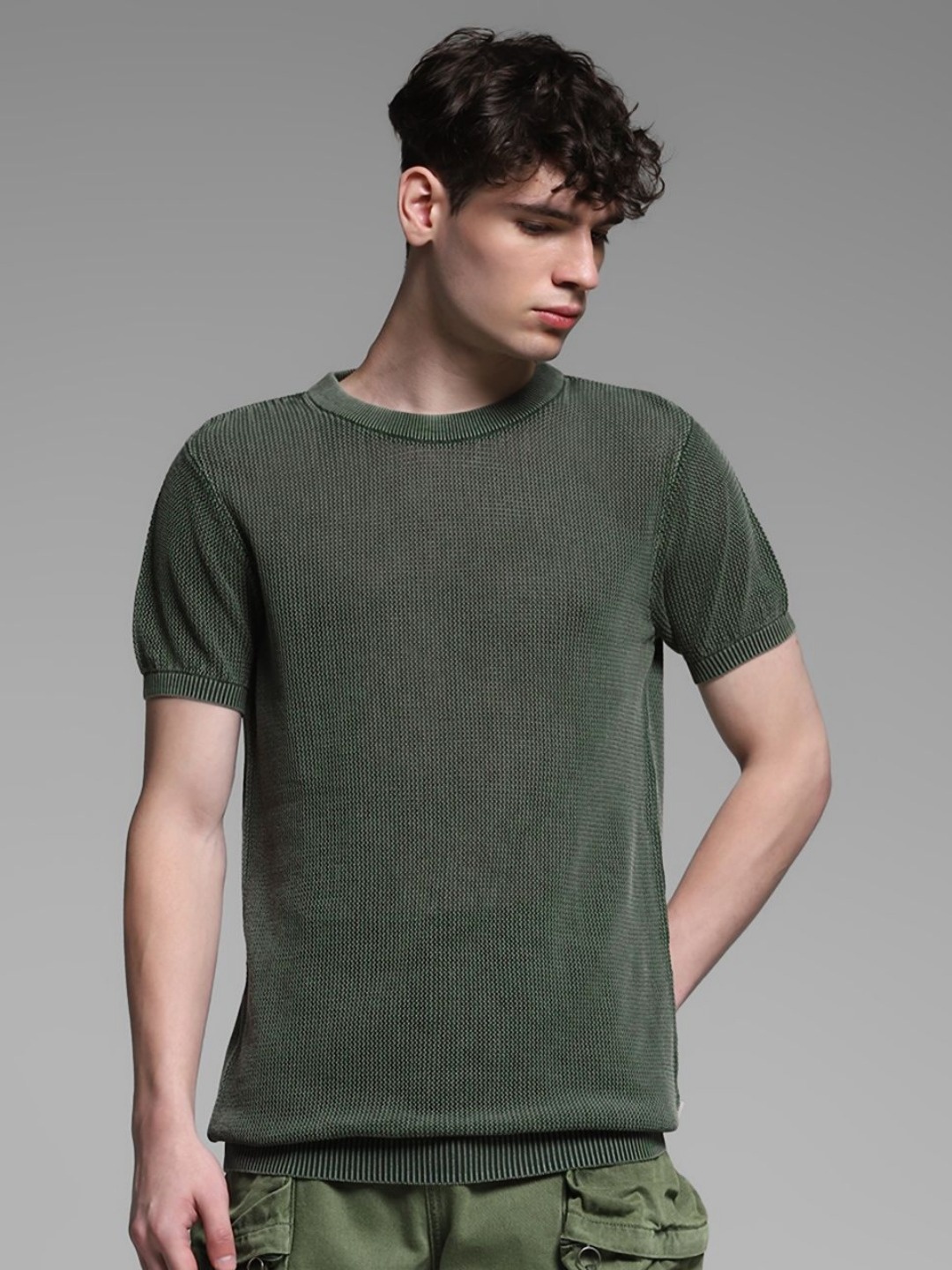 

Jack & Jones Men Raw Edge T-shirt, Green
