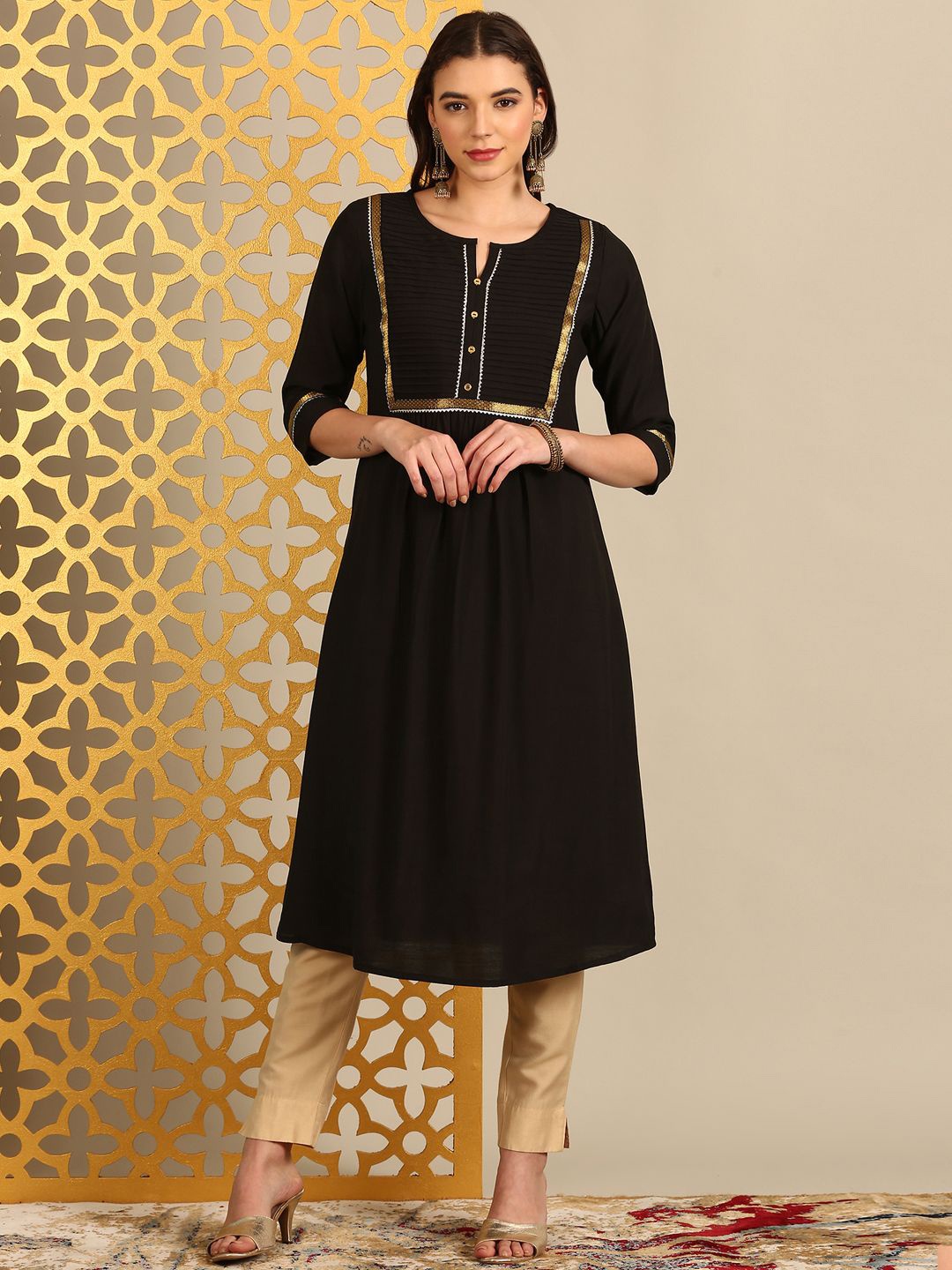 

Alena Women Ethnic Motifs Anarkali Kurta, Black