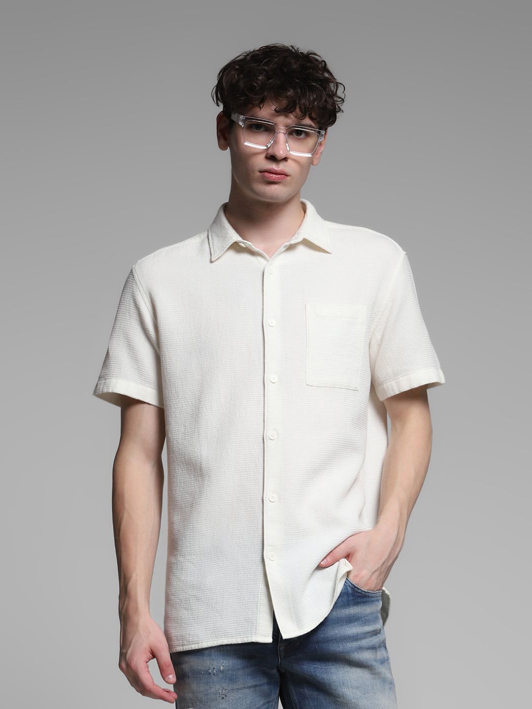 

Jack & Jones Men Opaque Casual Shirt, White
