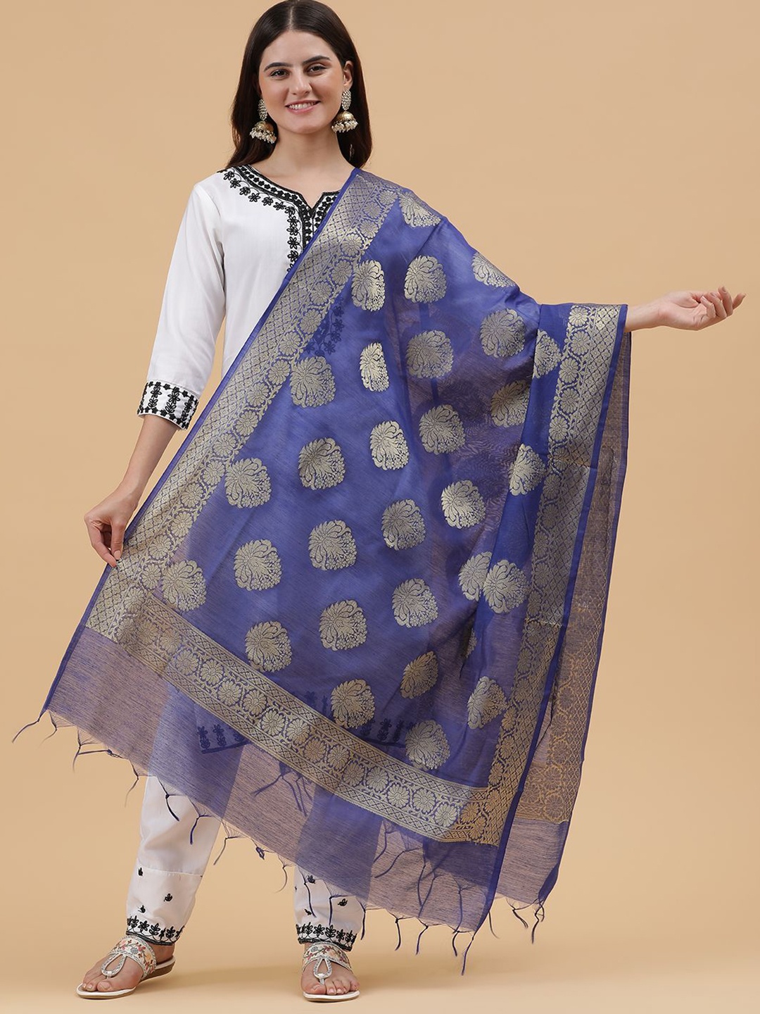 

BAESD Woven Design Dupatta with Zari, Blue