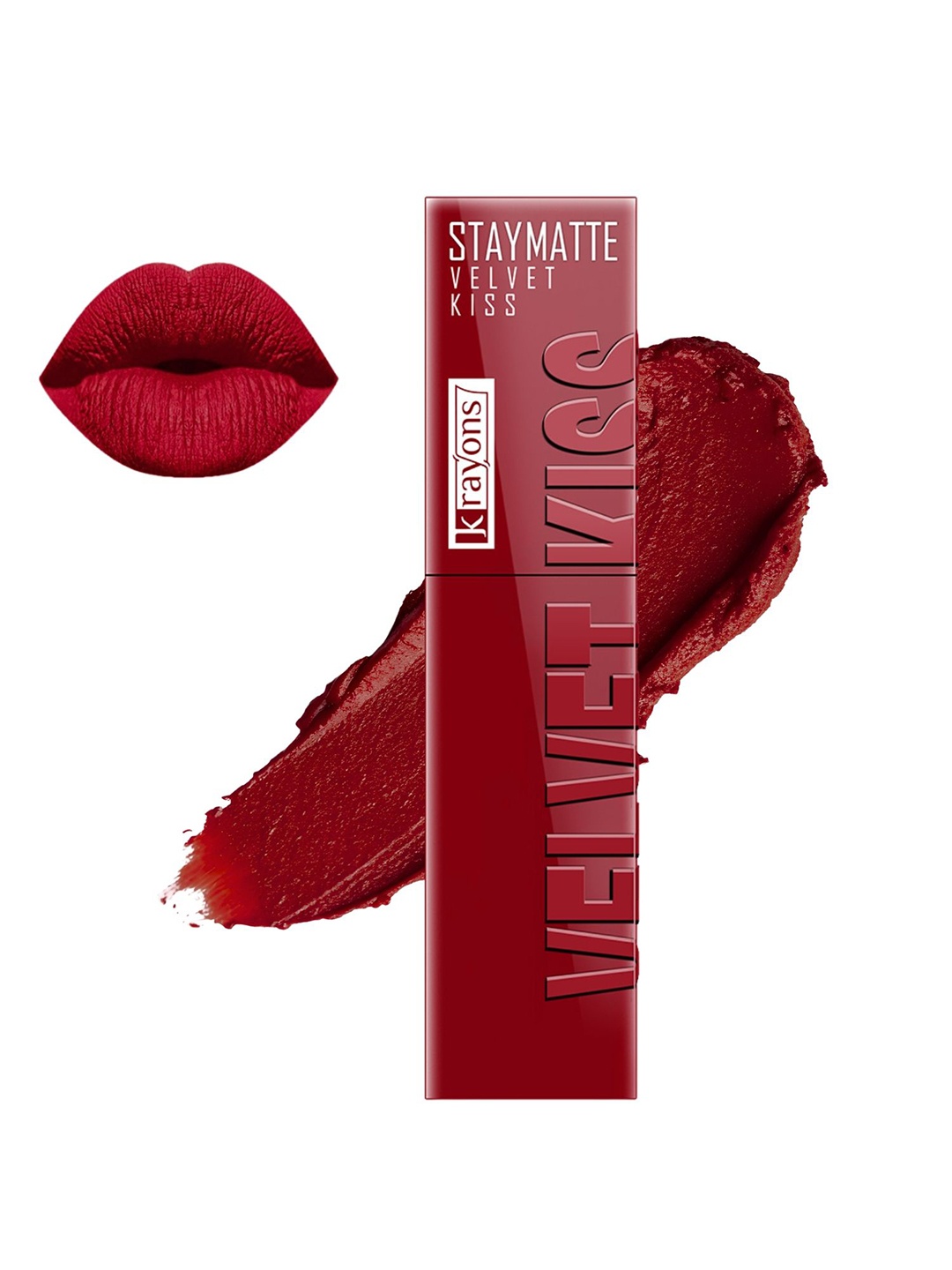 

krayons StayMatte Velvet Kiss Non Transfer Matte Liquid Lipstick - 3.5 ml - Ruby Red 12
