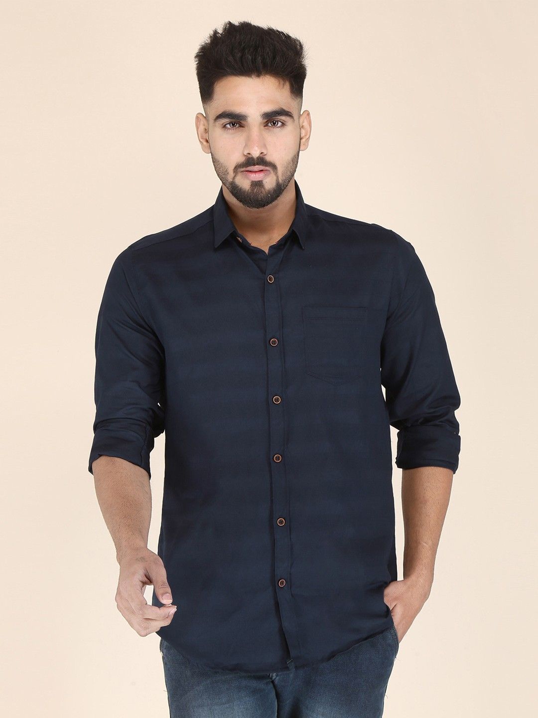 

PulseIQ Men Slim Fit Horizontal Stripes Opaque Striped Casual Shirt, Blue