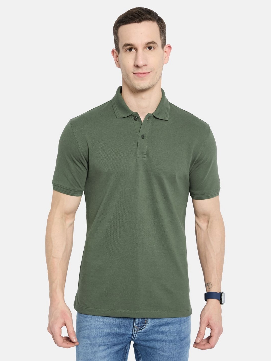 

Octave Men Polo Collar T-shirt, Olive