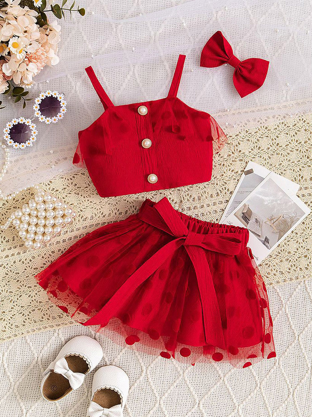

LULU & SKY Girls Top with Skirt, Red