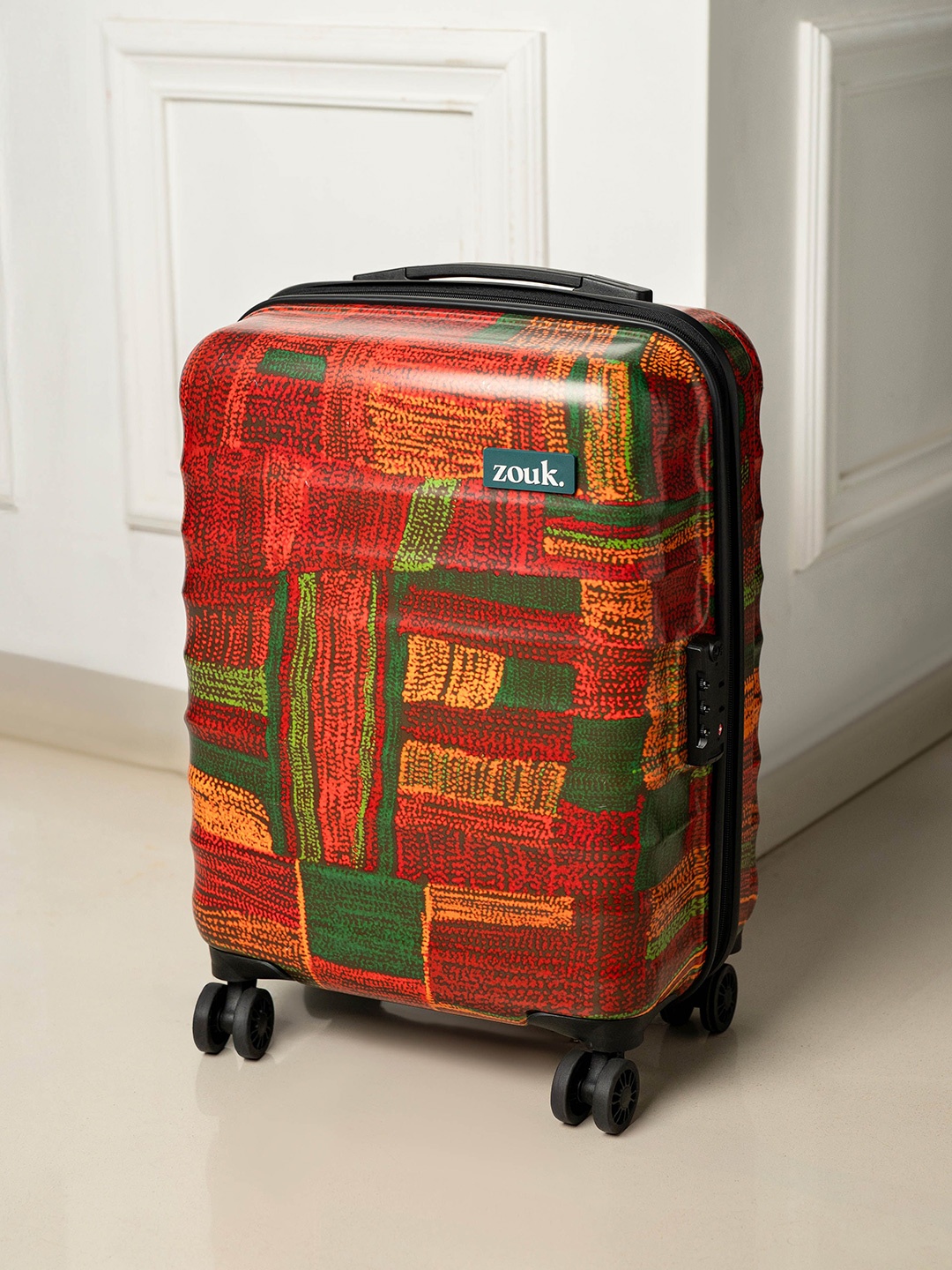 

ZOUK Indus Lattice Red Amorah Trolley Bag Cabin