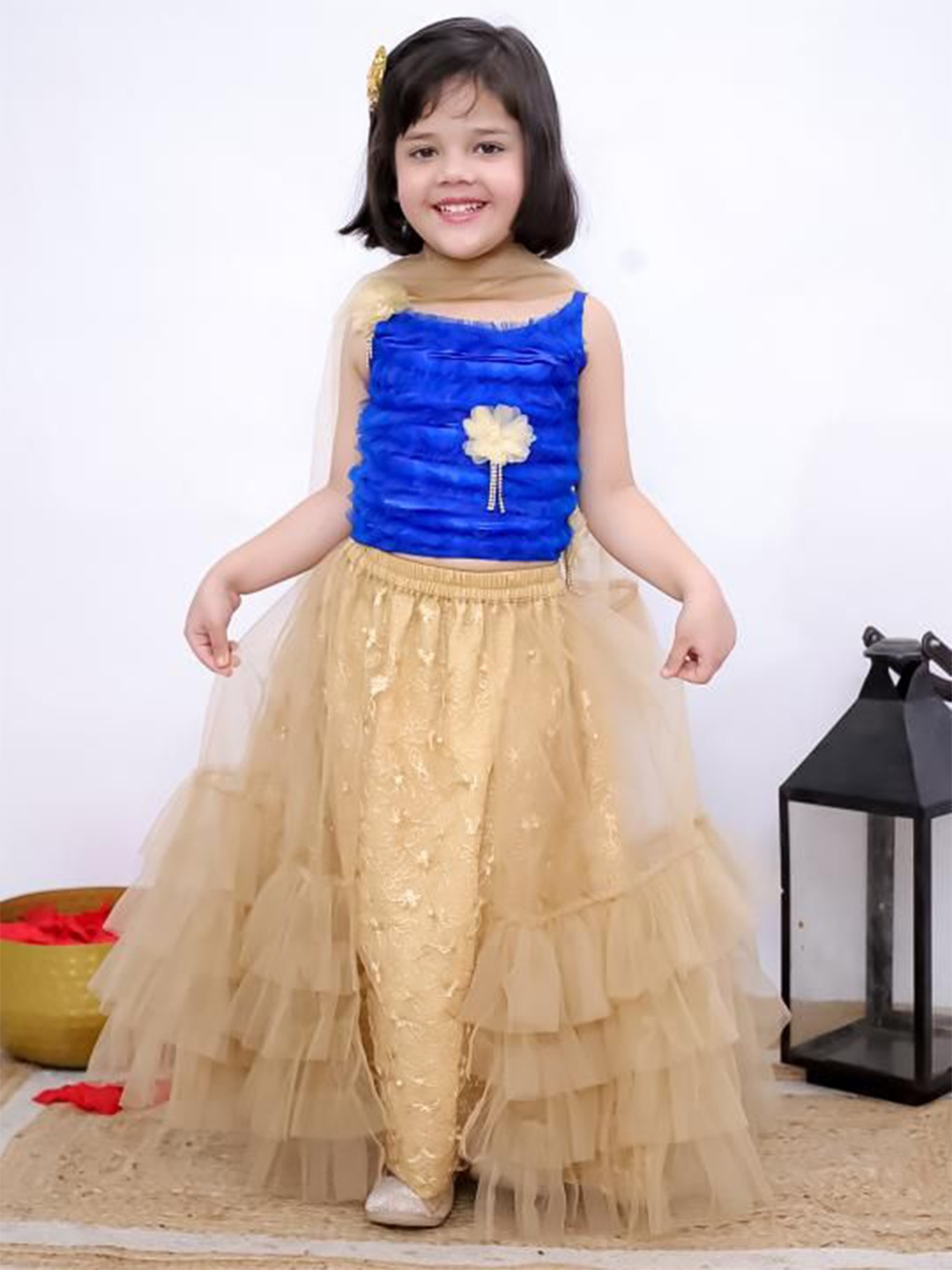 

Twisha Girls Top with Skirt, Blue
