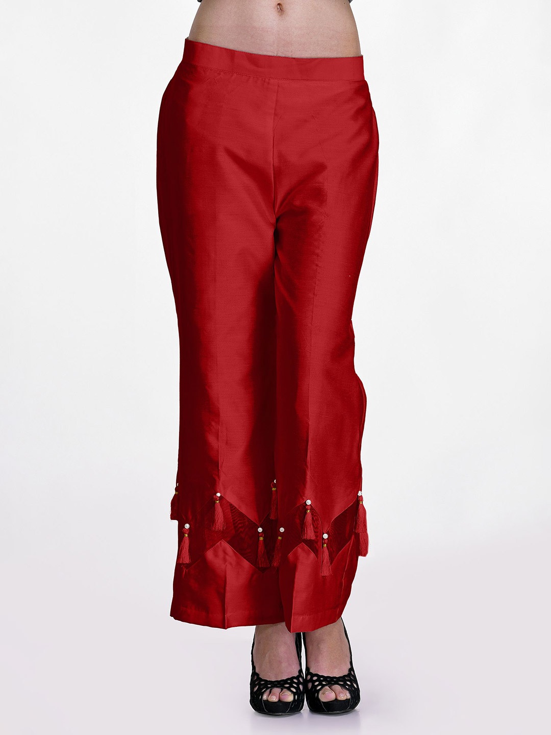 

FLOREOS Mid Rise Flared Trouser, Red