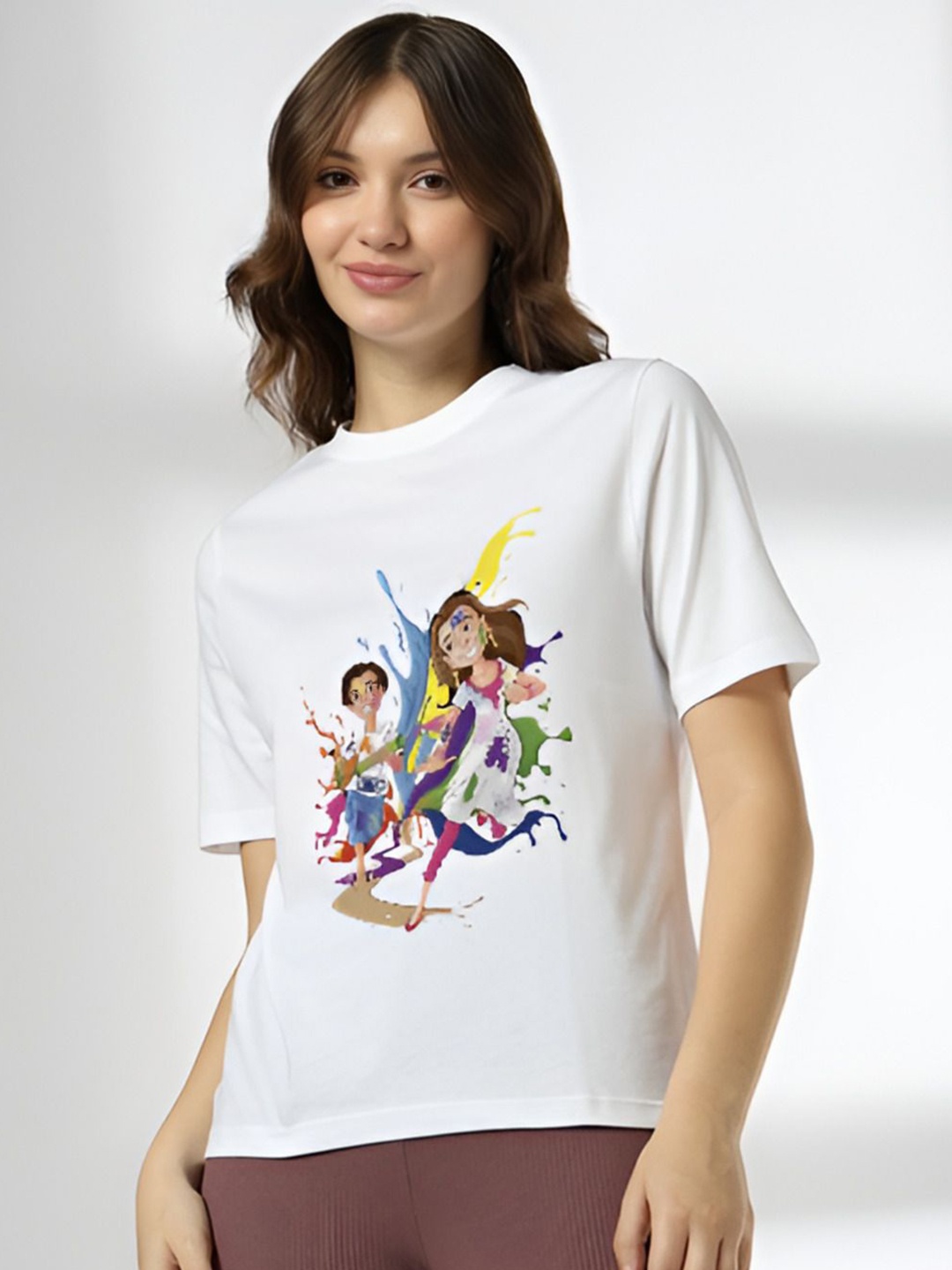 

Shiv traders collection Women Printed T-shirt, White