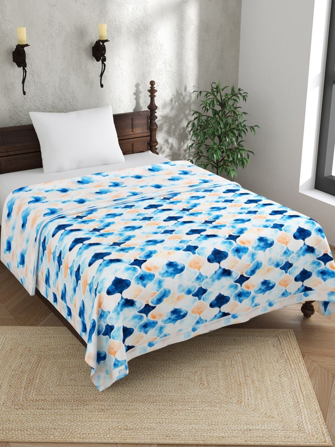 

EverHOME Multicoloured Ethnic Motifs AC Room 150 GSM Single Bed Dohar, Blue